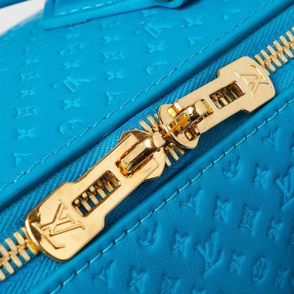 Louis Vuitton Blue NanoGram Monogram Embossed Leather Speedy Bandouliere 20 Bag - Picture 7 of 11